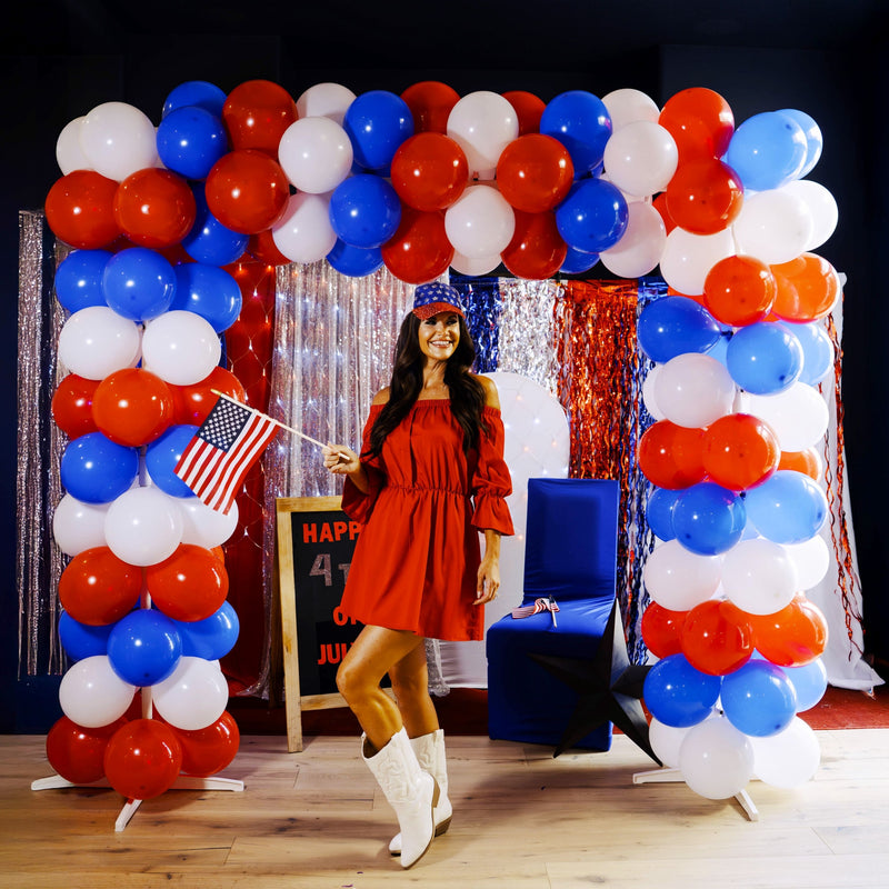 Balloon arch setup at an event
